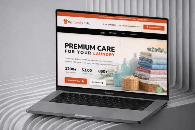 TheLaundryHub site using HTML/CSS